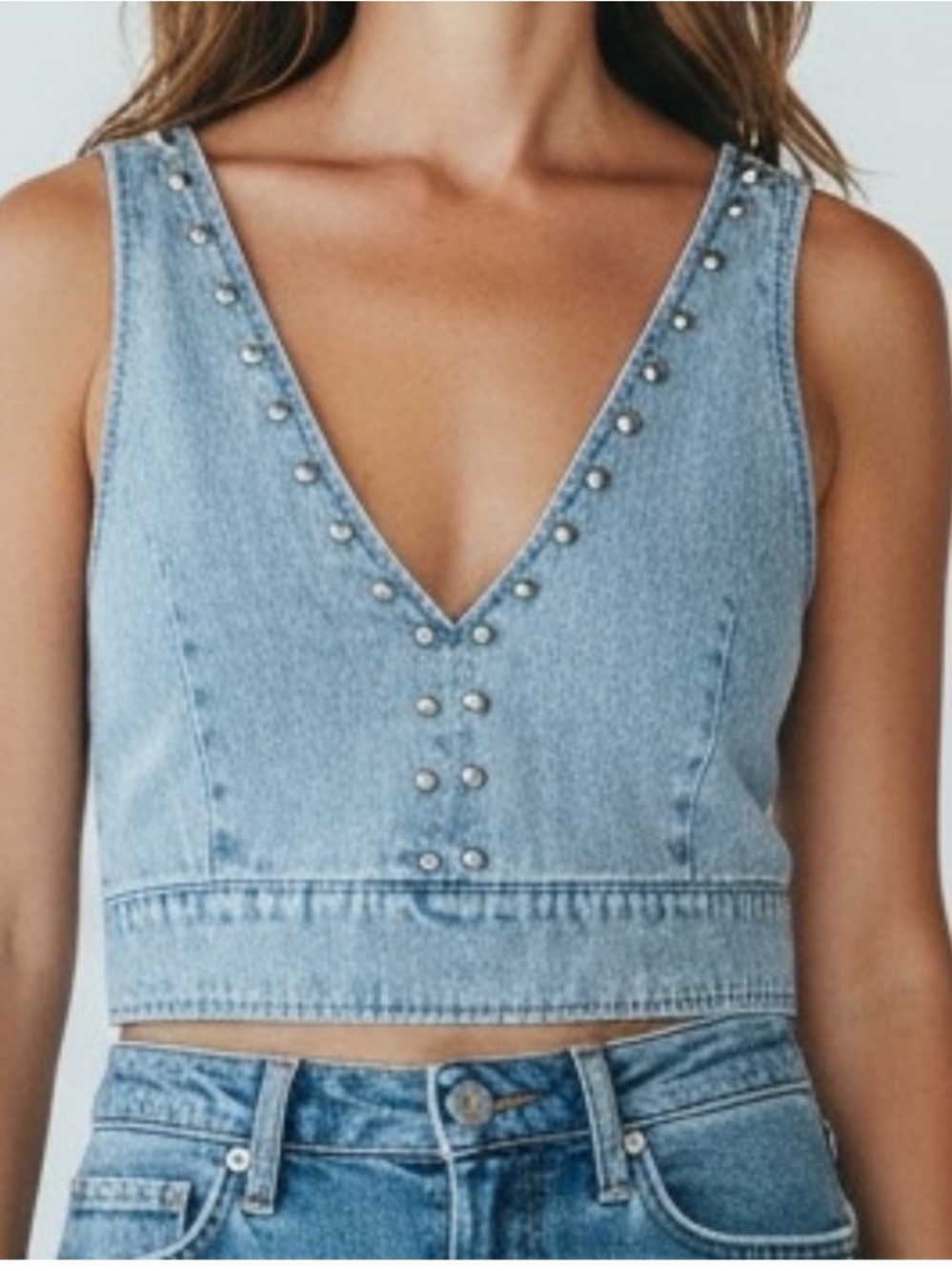 House of Harlow Crop Studded Top